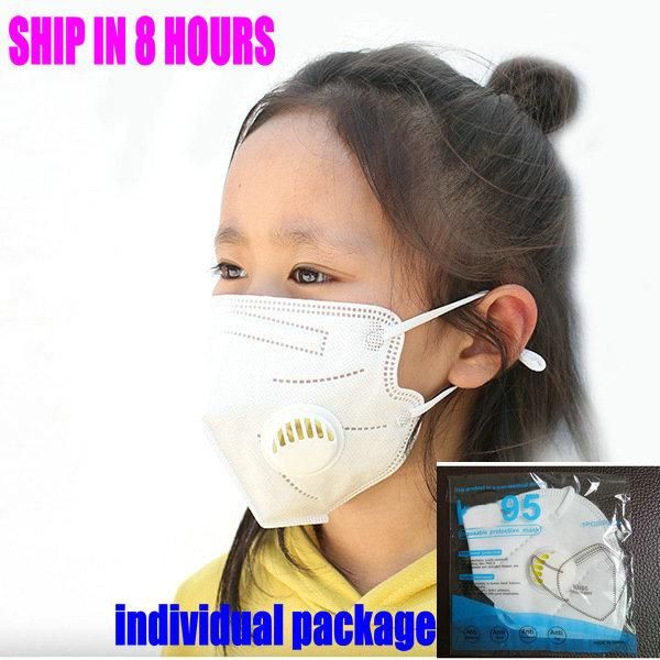 

KN95 kids face mask 95% filter designer face mask children Activated Carbon Breathable Respirator Valve protective for boys girls in stock