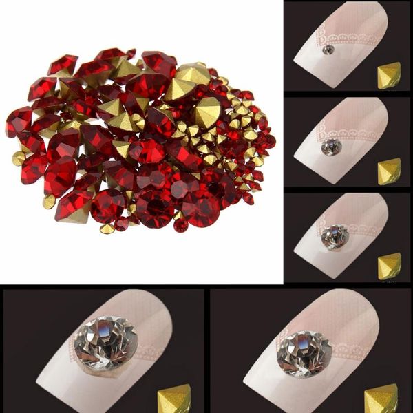 

nail rhinestones siam color mini pointback crystal stones loose strass bead diy nail art decoration, Silver;gold