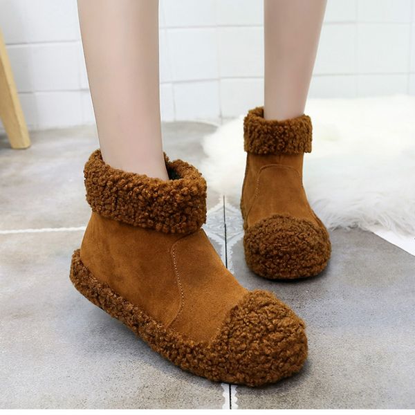 

2020 women snow boots warm short fur plush winter ankle boot for female platform ladies suede zip shoes comfort booties, Black