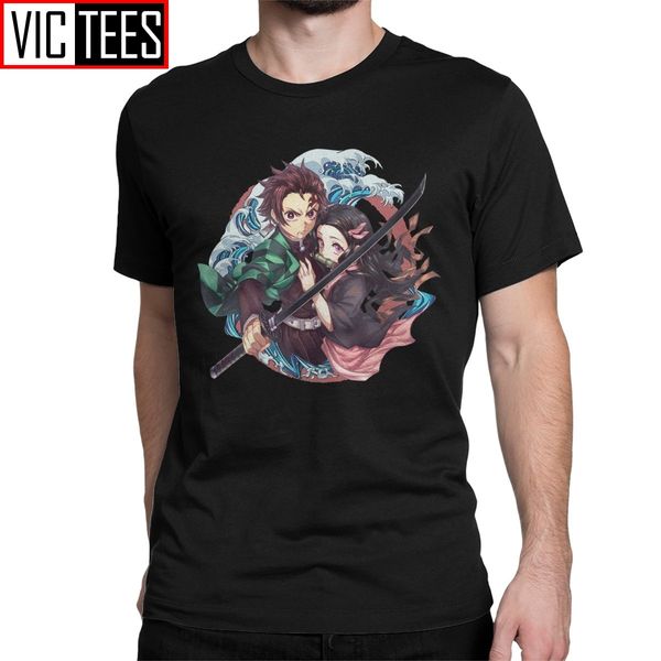 

tanjirou nezuko t shirts for men cotton t-shirt demon slayer kimetsu no yaiba kamado anime manga tee shirt short sleeve