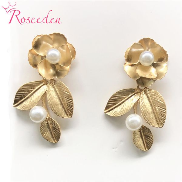 

women's gold color earrings metal pearl earrings party wedding gifts wholesale jewelry re3772, Silver