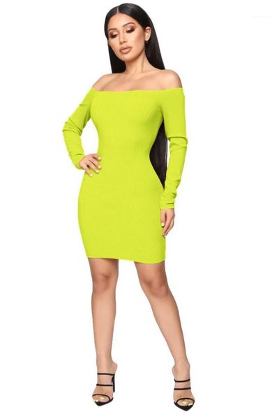 

neck long sleeved bodycon ol dresses women solid knitted sheath dress slash, Black;gray