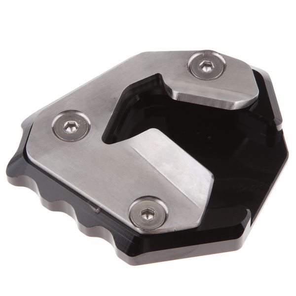 

motorcycle kickstand pad - black - kick stand extension pads, support plate for parking on pavement/grass/ground- black