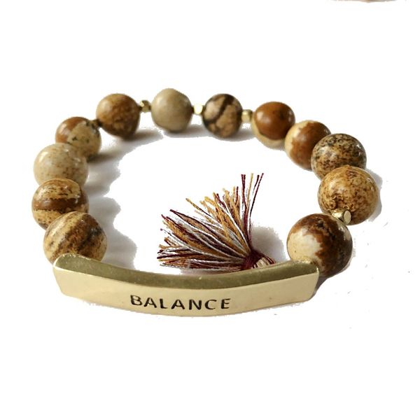 

new natural stone stretched tassel charm bracelet, Golden;silver