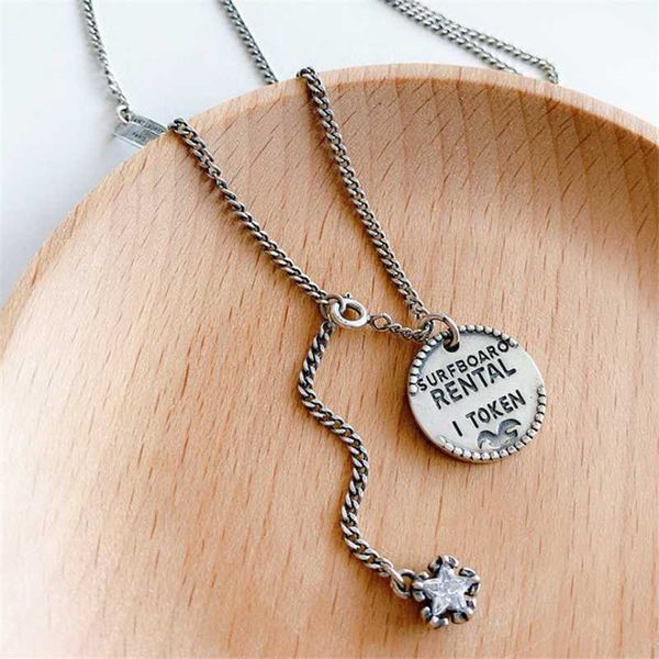 

pendant necklaces wholesale korean style think chain rock punk round english letters tibetan silver women's neck choker necklace