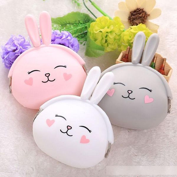 

new fashion coin purse lovely cartoon rabbit pouch women girls small wallet soft silicone coin storage bags kids gift
