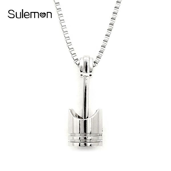 

mini engine piston pendant stainless steel necklace biker motorcycle enthusiast torque necklaces men punk rocking jewelry sn63, Silver
