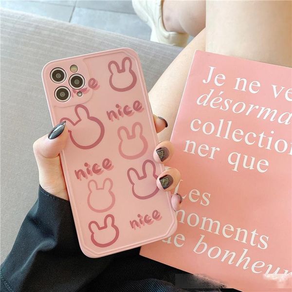 

girls pink rabbit for iphone x/xs phone case apple apple 11promax soft xr/se set 7p