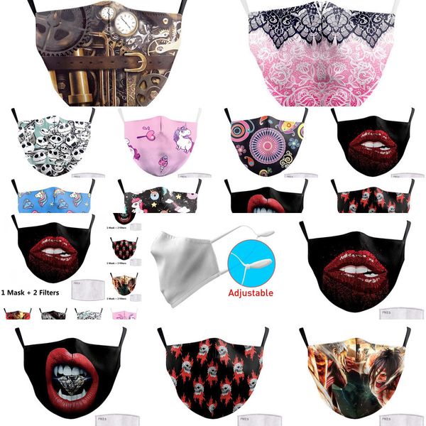 

print face anti big mouth fabric masks unicorn mouth cover reusable protection dust 8poq