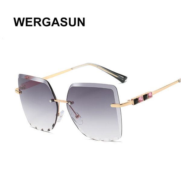 

wergasun square sunglasses women retro vintage sunglasses rimless eyewear feminino big shades, White;black