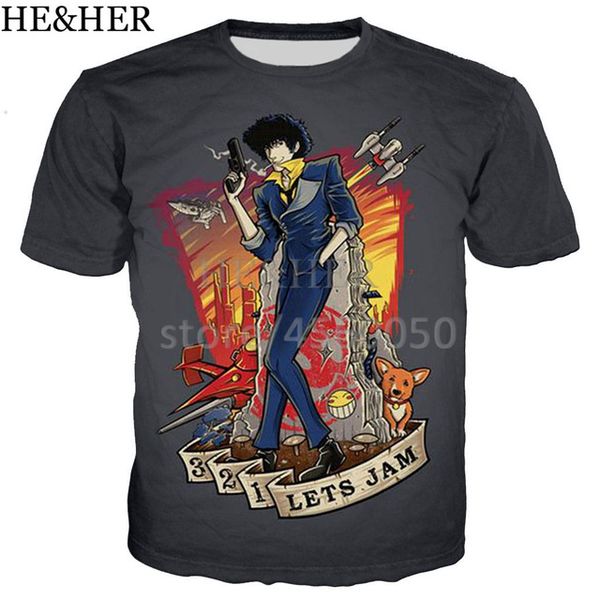 

anime cowboy bebop novelty 3d print shirts oversized harajuku graphic men clothing