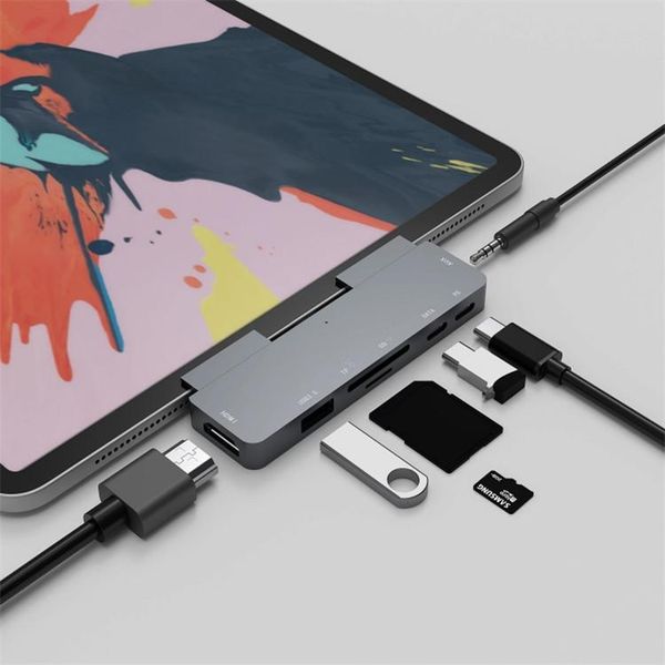 

whosale price multi function usb type c hub to hdmi sd tf audio usb3.0 pd 7in1 type c hub with ethernet port