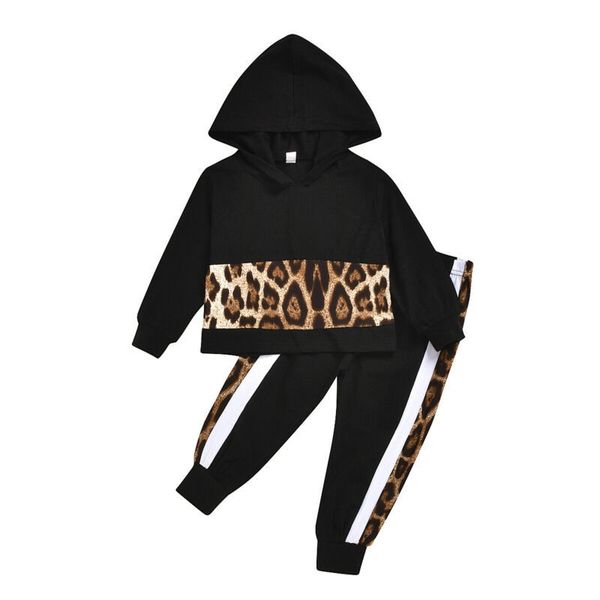 

toddler baby kid boy 2pcs autumn winter clothes hooded long sleeve t-shirt hoodies+ pants leopard outfit set 3-7years c0924, White