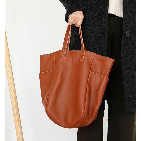 

retro large bucket bag female genuine leather handbags women shoulder bags high quailty designer crossbody bags with liner bag