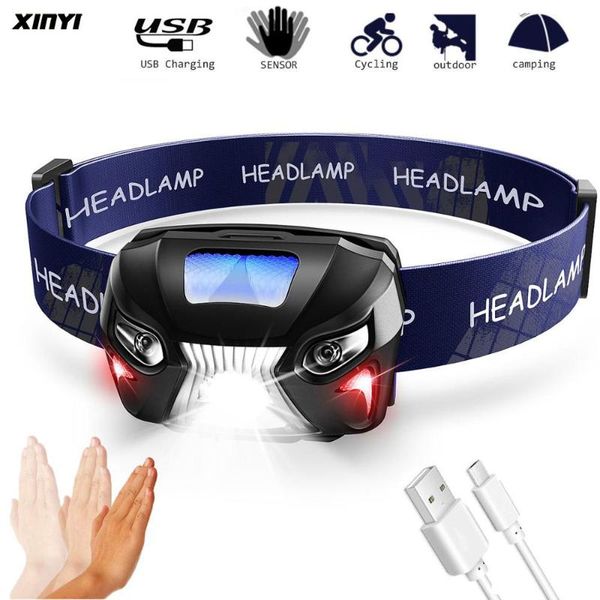 

headlamps 10000lm powerfull headlamp rechargeable led headlight body motion sensor head camping torch light lamp with usb