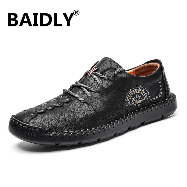 

genuine leather men casual shoes mens loafers moccasins breathable black driving shoes plus size 39-48