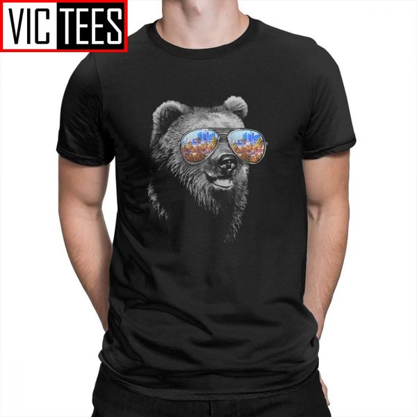 

aviator bear with sunglasses unique t-shirts short sleeve round neck tees brand mens pure cotton men t shirts