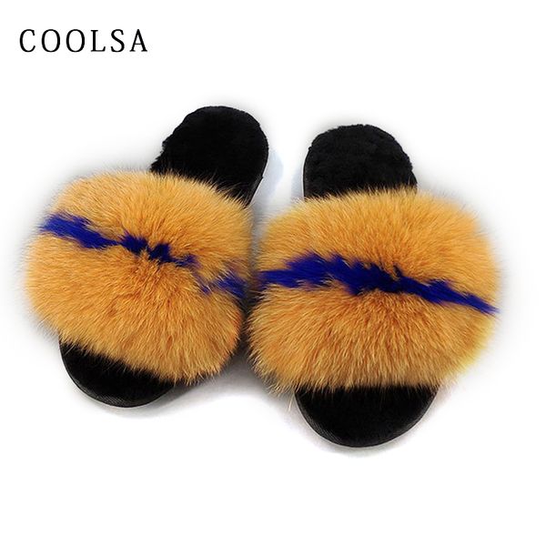 

slippers winter warm home women fur slipper fluffy slides indoor flip flop female wool with plush shoes, Black