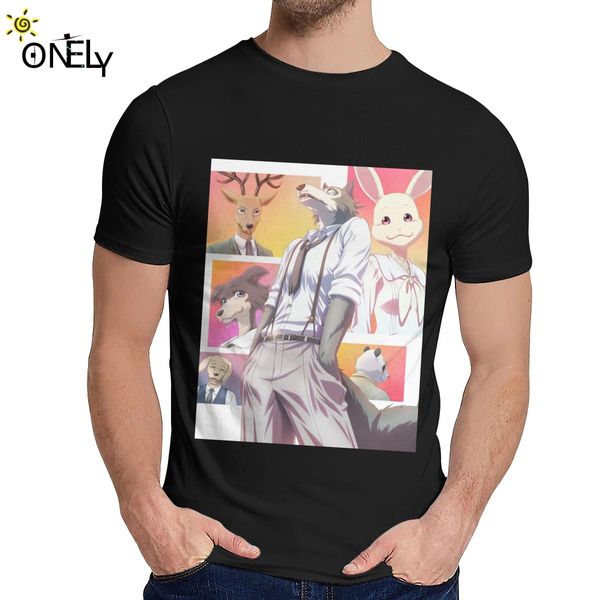 

for man tee shirt beastars animal wolf anime natural cotton round collar retro t shirt