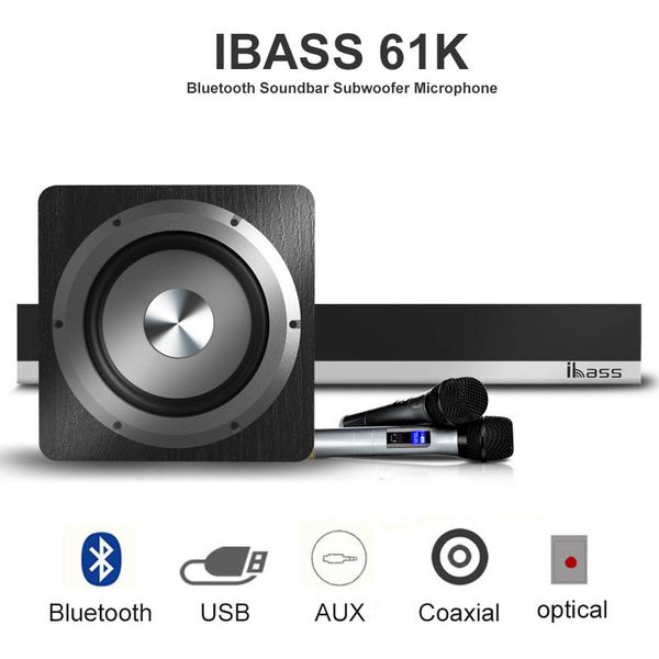 

bluetooth soundbar ibass 61k speaker with subwoofer surround sound home theater bluetooth speaker usb aux optical coaxial