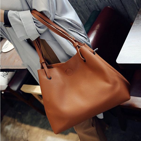 

2 шт. / установлен женская кожаная большая сумка для сумочек для плеча, Black;red