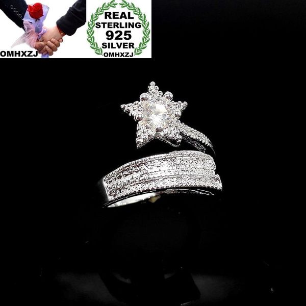 

cluster rings omhxzj wholesale european fashion woman man party wedding gift silver white star zircon open 925 sterling ring rr279, Golden;silver