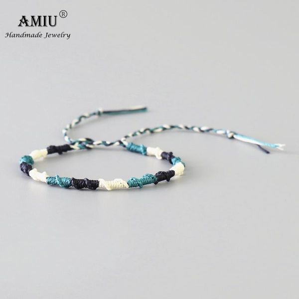 

tennis amiu handmade waterproof wax thread woven wrap bracelet simple rope knot friendship for men and women, Golden;silver