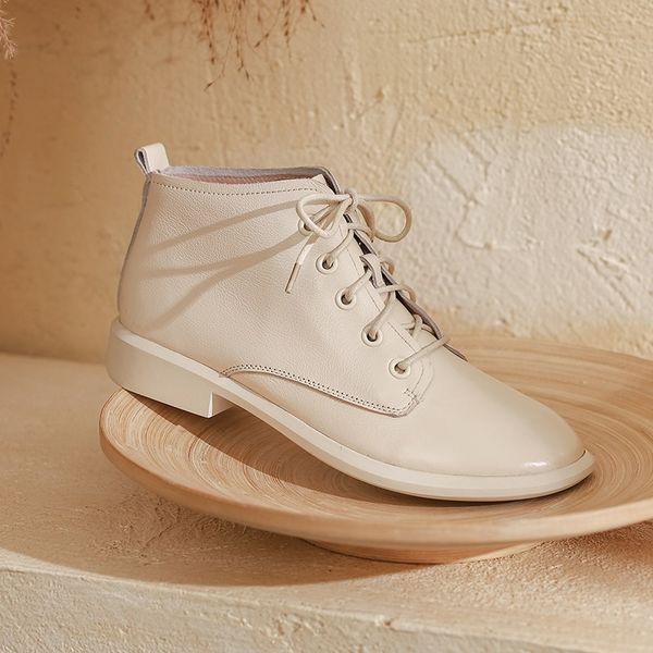 

soft split leather women white ankle boots motorcycle boots female autumn winter shoes woman punk work 2021 spring shoes, Black