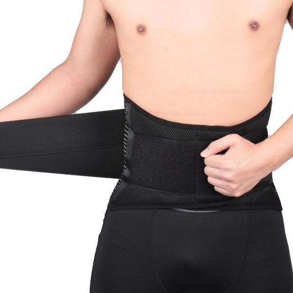 

1 piece waist support belt adjustable compression lumbar wrap brace protection exercise for sports, Black;gray