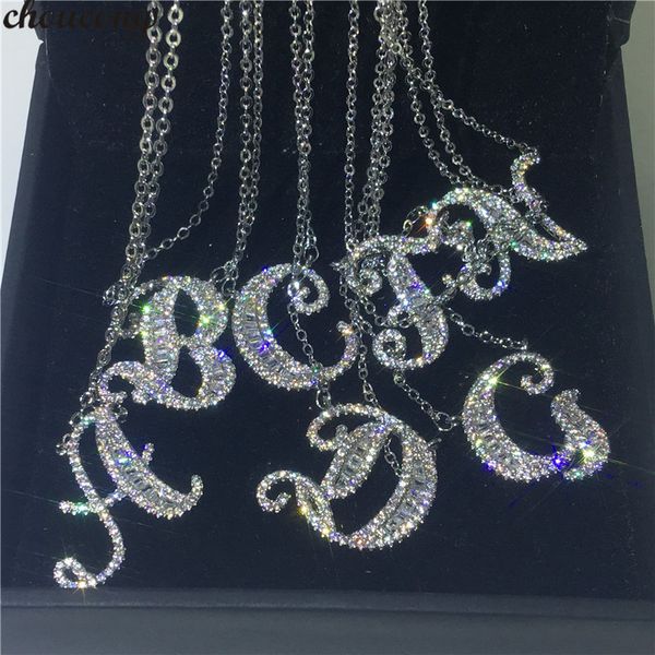 

chains choucong handmade 26 letters pendants pave cz 925 sterling silver wedding pendant necklace for women bridal party jewelry