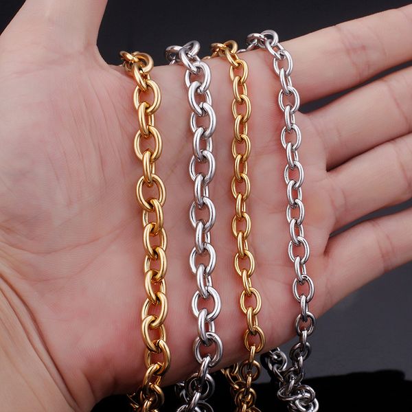 

stainless steel necklace o-chain cross titanium steel clavicle necklace sweater chain pendant jewelry with chain wholesal 5pcs, Silver
