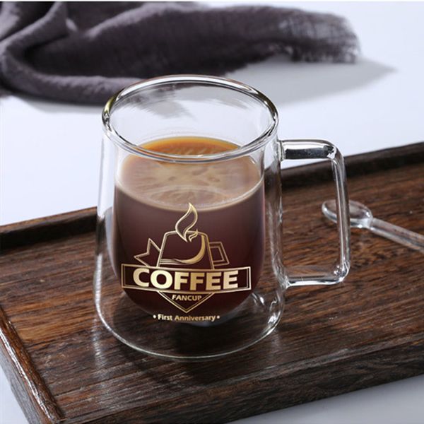 

mugs classic double glass coffee mug milk table cup cafe drinkware nice gifts