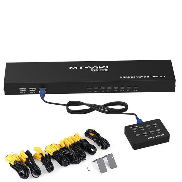 

8 port smart kvm switch manual key press vga usb wired remote extension switcher 1u console with original cable 801uk-l