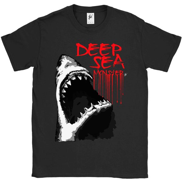 

2019 men fashion deep sea monster great white shark with big teeth mens t-shirt tee shirt