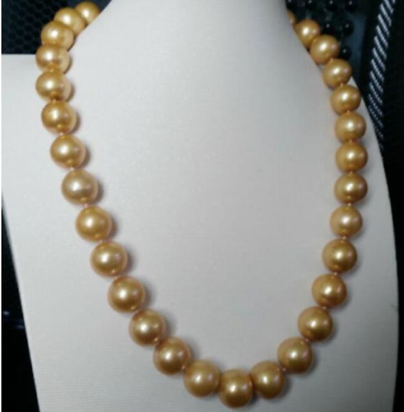 

11-12 mm golden pearl necklace 18" 36" yellow clasp, Silver