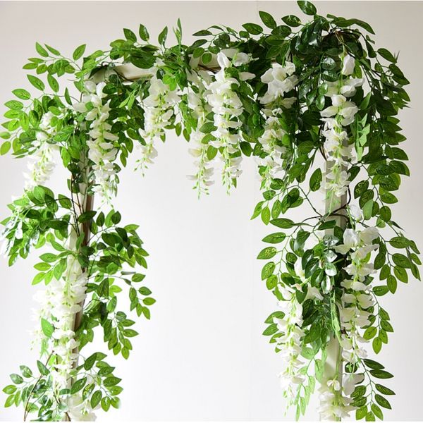 

1.8m artificial wisteria flower vine wedding arch garland hanging ornament fake green plants vine home ivy wall decoration