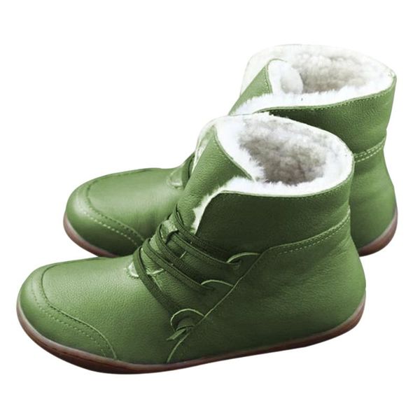 

1 pair women winter ankle boots shoes round toe breathable anti-slip footwear sale-wt, Black