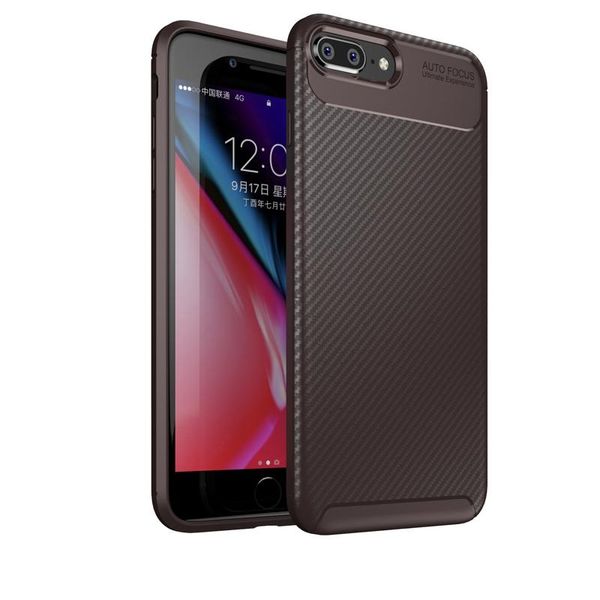 

tpu phone cover carbon fiber shock-proof phone case frosted concise mobile phone protective back cover for iphone 8 plus