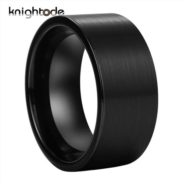 

12mm width black big thumb ring tungsten carbide rings for fashion men party jewelry flat band brushed finish comfort fit, Golden;silver
