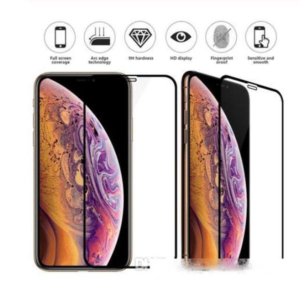 

full cover tempered glass for iphone 11 pro xs max xr x explosion-proof screen protector film for iphone 6 6s 7 8 plus with retail package