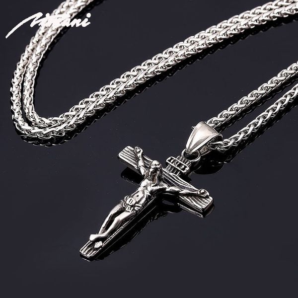 

religious jesus cross necklace for men 2020 new fashion gold color cross pendent with chain necklace jewelry gifts for men, Silver