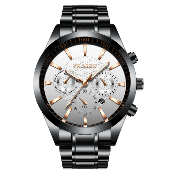 

luminous hand fashion men quartz wristwatch business waterproof clock black leather stainless steel strap relogio masculino, Slivery;brown