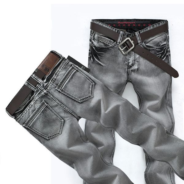 

mens jeans classic retro nostalgia straight denim jeans homme men plus size 28-38 long pants trousers brand biker jean for men, Blue