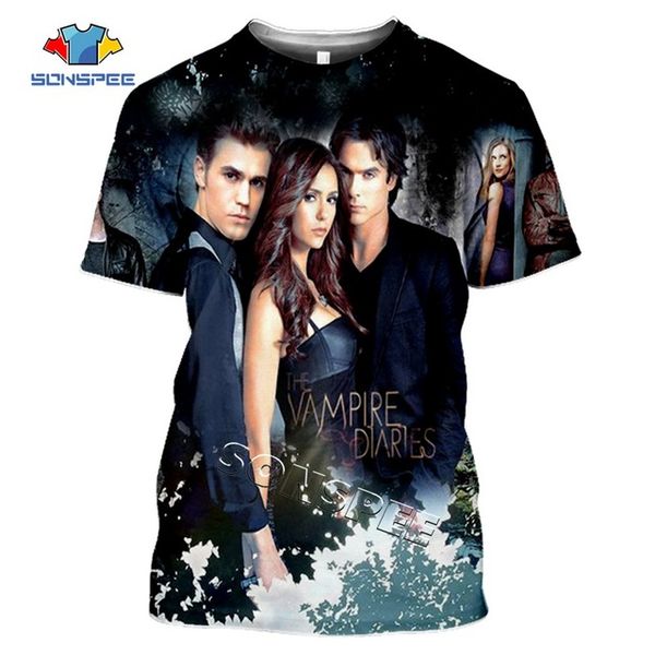 

the vampire diaries summer men clothing 3d print shirts humor graphic graphic men clothing