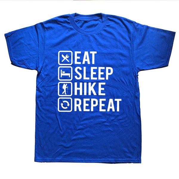 

men's summer t shirts short sleeve funny eat sleep hikes repeat hikings funny gift birthday men cool t-shirts