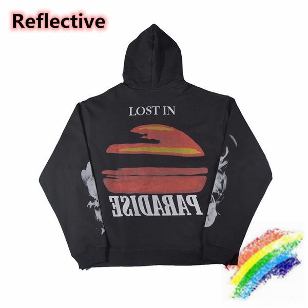 

reflective hoodie men women 1 pullover washed hoody, Black