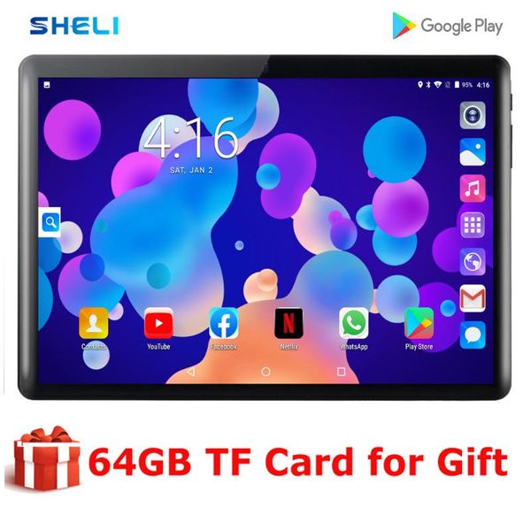 

tablet pc 2021 ultra slim 10 inch 2gb ram 32gb rom dual sim cards 3g wifi android 9.0 gps 10.1 +64gb memory card