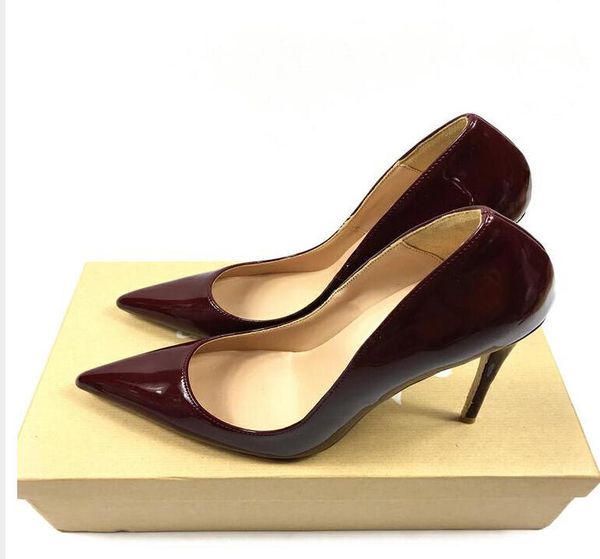 

2020 red soled high heels 8cm, 10cm, 12cm high-heeled shoes, genuine leather shoes, pointed rubber wedding shoes, party fashio, Black