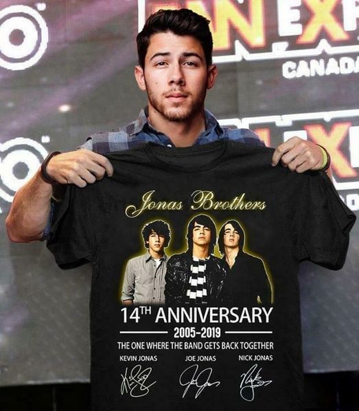 

jonas brothers 14-й годовщины черная футболка