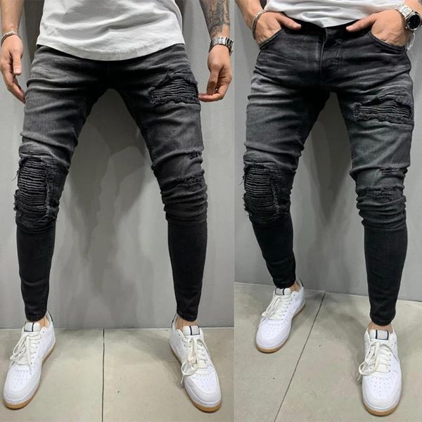 

skinny trousers man pencil pants jeans solid color blue black male denim long pants fashion cargoÂ men jeans d30